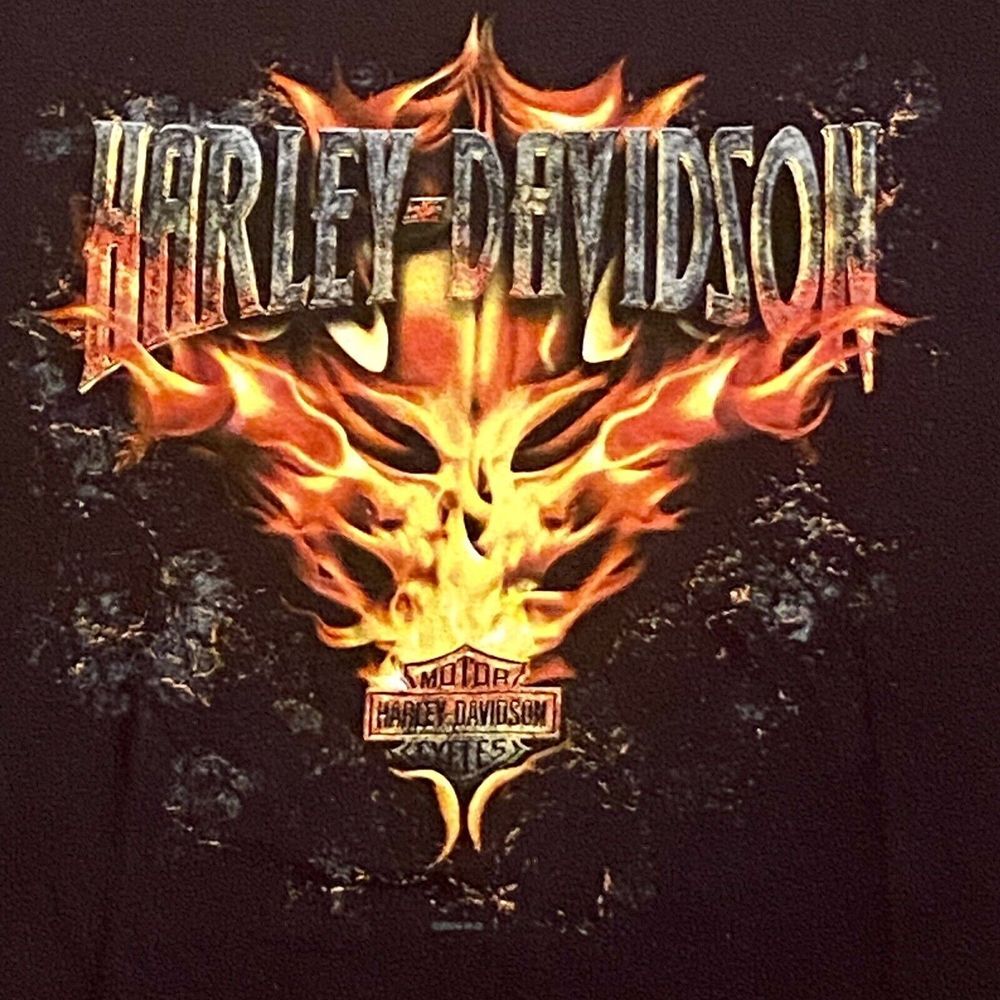 2009 Harley Davidson T Shirt Flame Graphic Black Fits Like XL Motorcycle Gear F